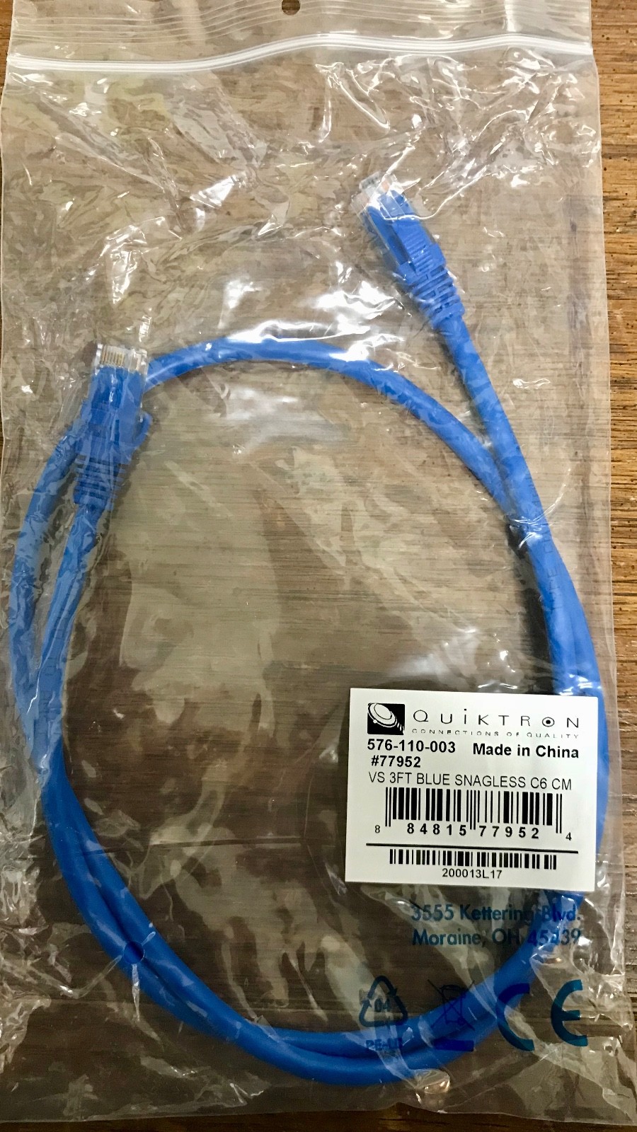 Quiktron 570-110-003 Blue Cat 5E, CM,  Booted Patch Cord; 3 Ft SNAGLESS 10 PCS