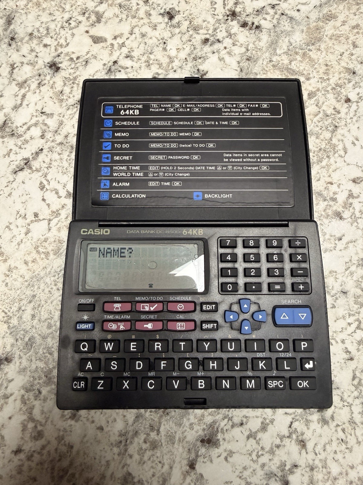 Casio Data Bank DC-8500 64KB Electronic Organizer • Working • Vintage