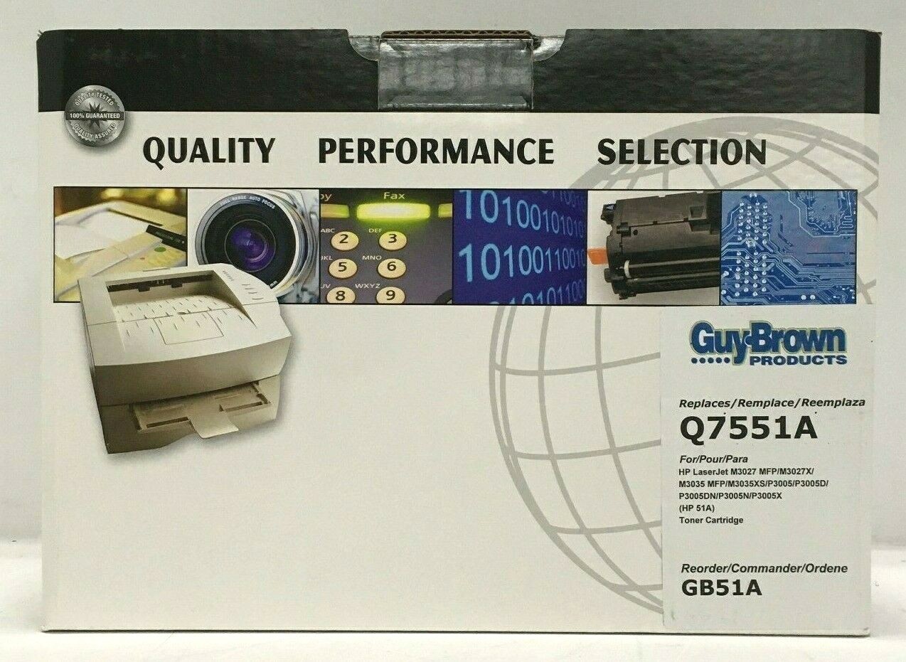 Guy Brown Toner Cartridge GB51A for HP Printers, Works like 51A Q7551A, Black