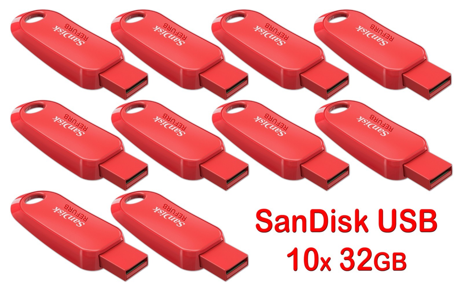 LOT 10x SanDisk Cruzer Snap USB 2.0 Flash Drive 32GB SDCZ62-032G - 32 GB R