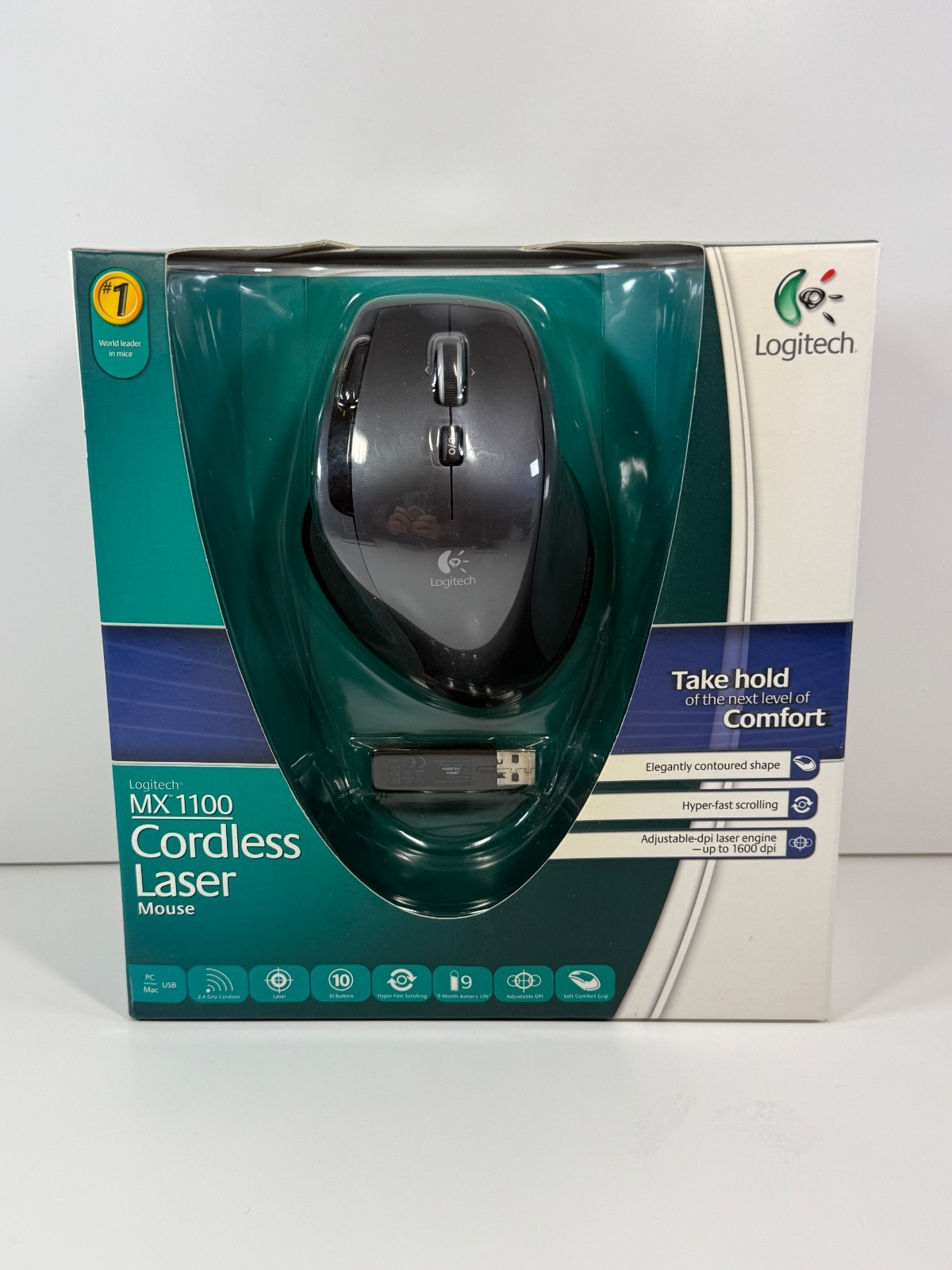 Logitech MX1100 Cordless Laser Wireless Mouse PC Gaming 2009 Open Box Light Use