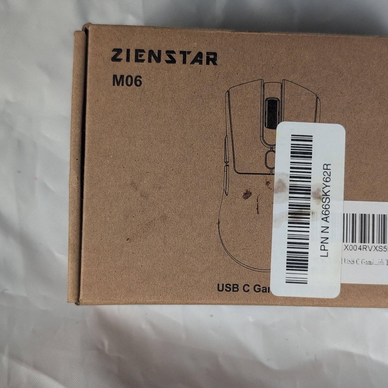ZIENSTAR M06 Wired USB-C Optical Mouse 6000 DPI 6-Button Scroll Wheel White