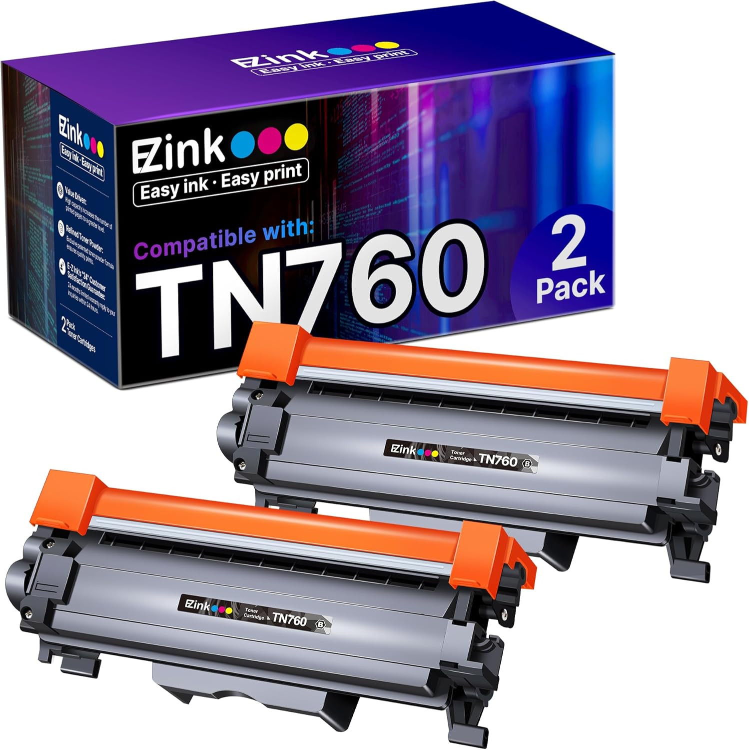 E-Z Ink TN760 Toner for Brother Printer Compatible for Brother TN-760 TN730 TN-7
