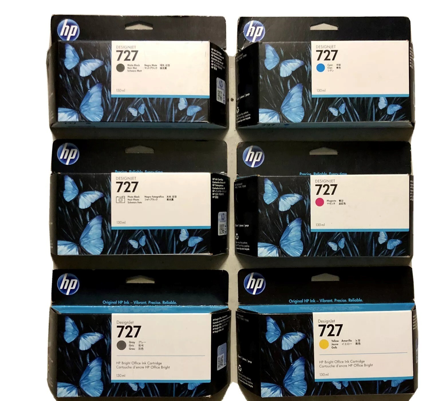 Set 6 New Genuine OEM Factory Sealed HP 727  Inkjet Cartridges 130ml 2020-2025