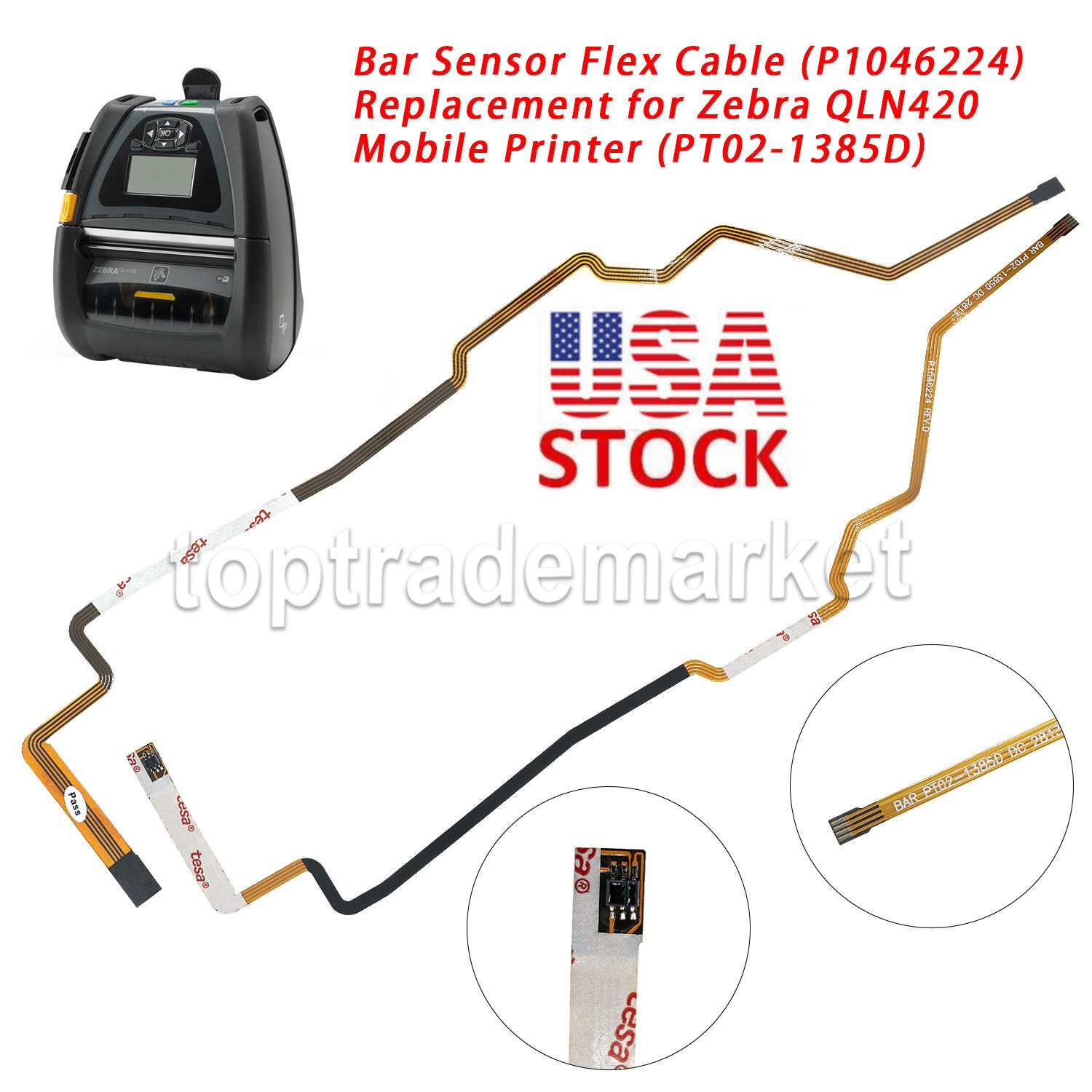 Bar Sensor Flex Cable for Zebra QLn420 Thermal Mobile Printer P1046224