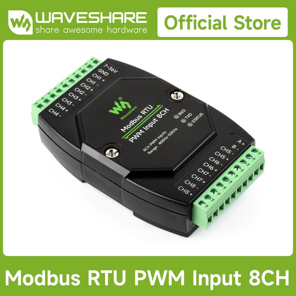 Waveshare Industrial 8-Ch PWM Input Module Modbus RTU Protocol  Isolated RS485