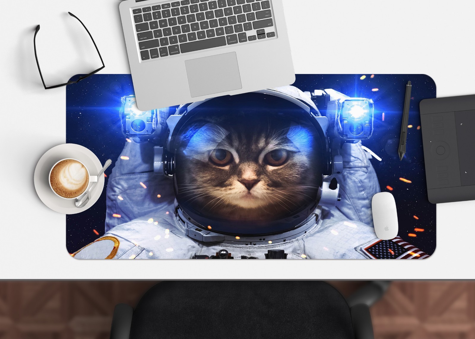 3D Cool Space Cat 663 Non-slip Office Desk Mouse Mat Large Keyboard Pad Mat Game