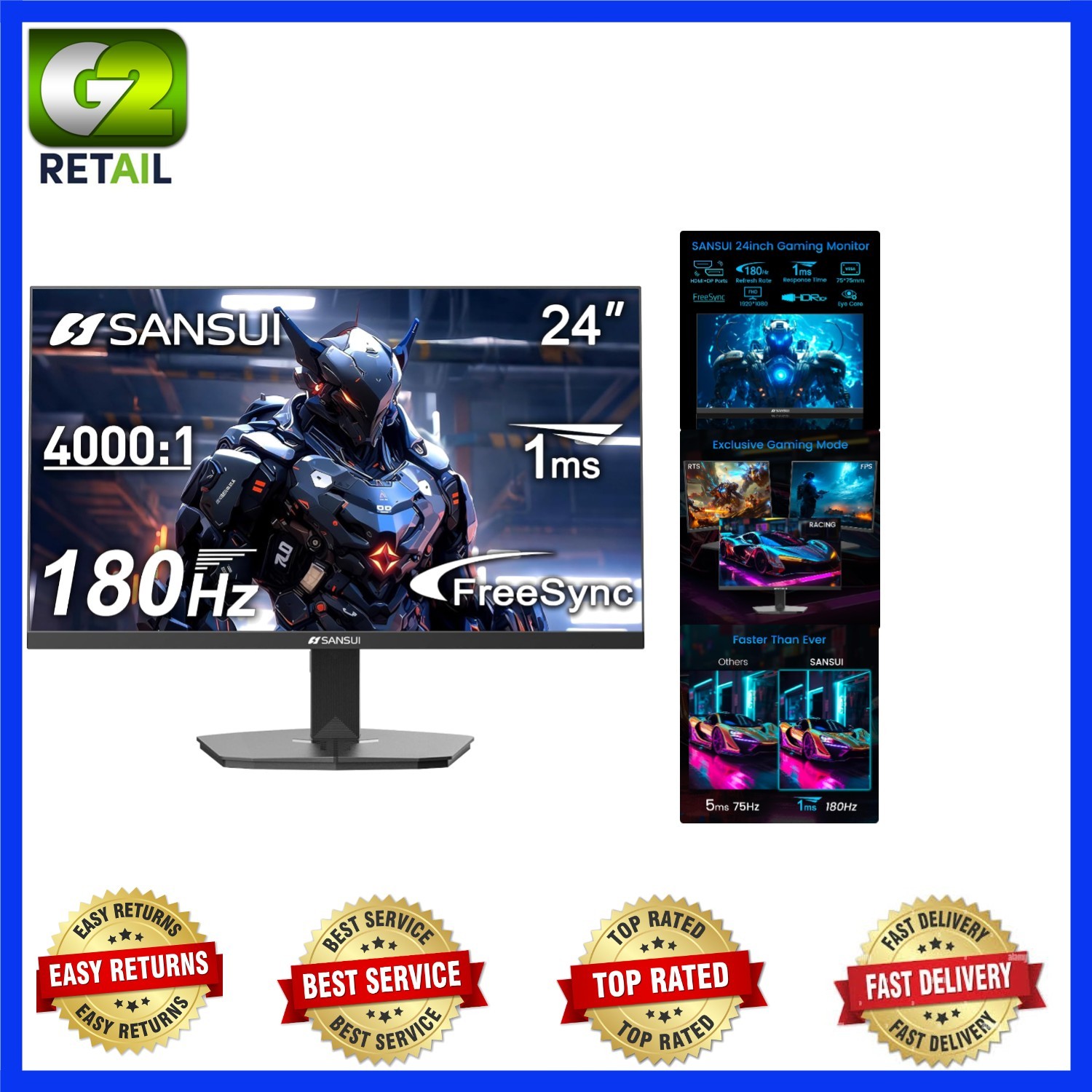 Elevate Your Gaming with 24-Inch 180Hz Monitor - Adaptive Sync & 1ms Response