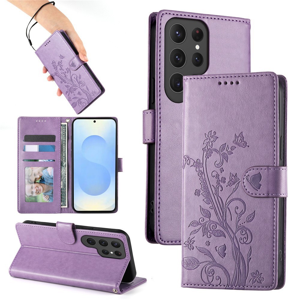 Flip Leather Butterfly Wallet Cover Case For S25 S23 S24 S22 S21 S20 Ultra S9