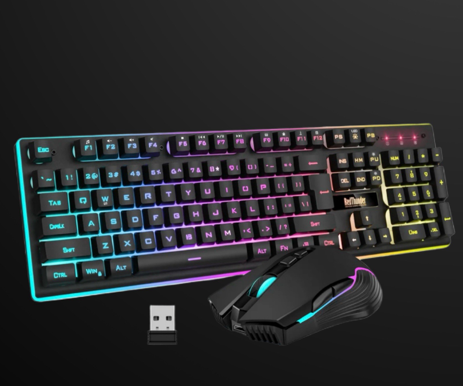 RedThunder K10 Wireless RGB Backlit Gaming Keyboard and M10 Gaming Mouse Combo