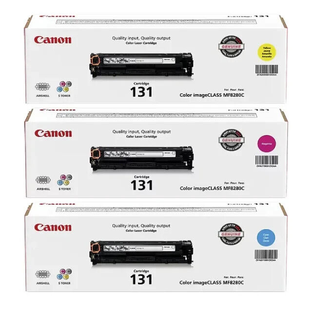 Canon 131 Cyan/Magenta/Yellow Standard Yield Toner Cartridge, 3/Pack
