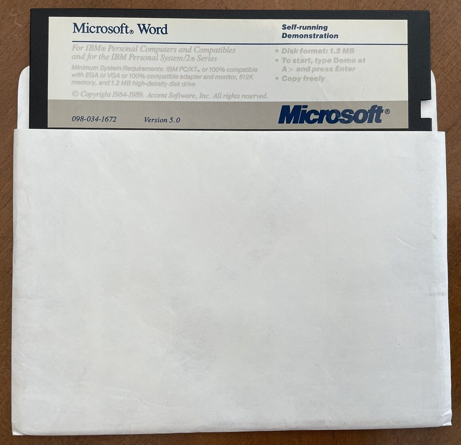 RARE Vintage 1989 Microsoft Word 5.0 Self-Running Demonstation 5.25