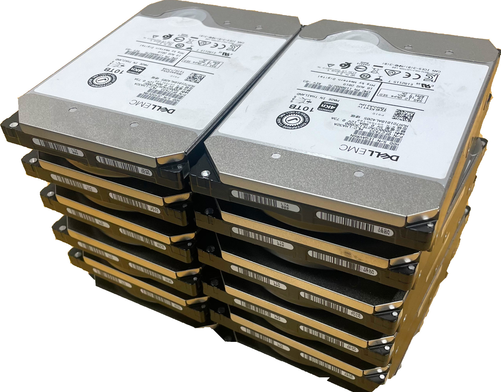 LOT OF 10 Dell EMC 10TB SAS 12Gb/s 7.2K 3.5" H5H72101CLAR10T0 Grade A POH 0K-50K
