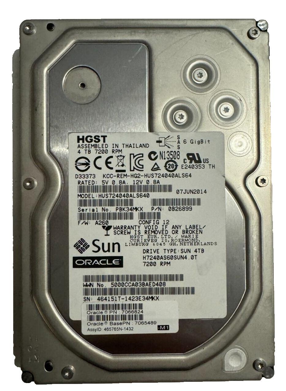 Sun ORACLE HGST 7K4000 Ultrastar 4TB SAS HDD