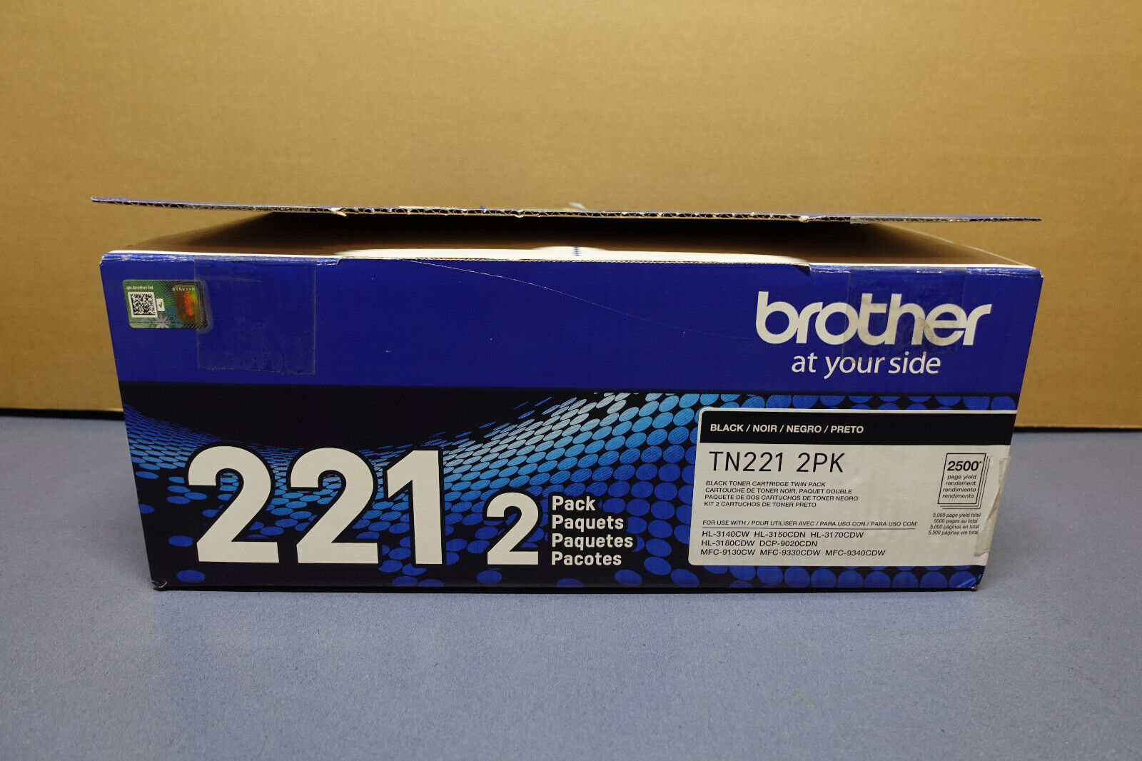 Brother Genuine Standard-Yield Black Toner Cartridge Twin Pack TN221 2PK SEALED
