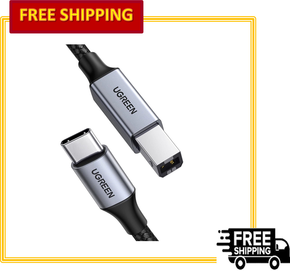 UGREEN USB C to USB B Printer & MIDI Cable, Nylon Braided