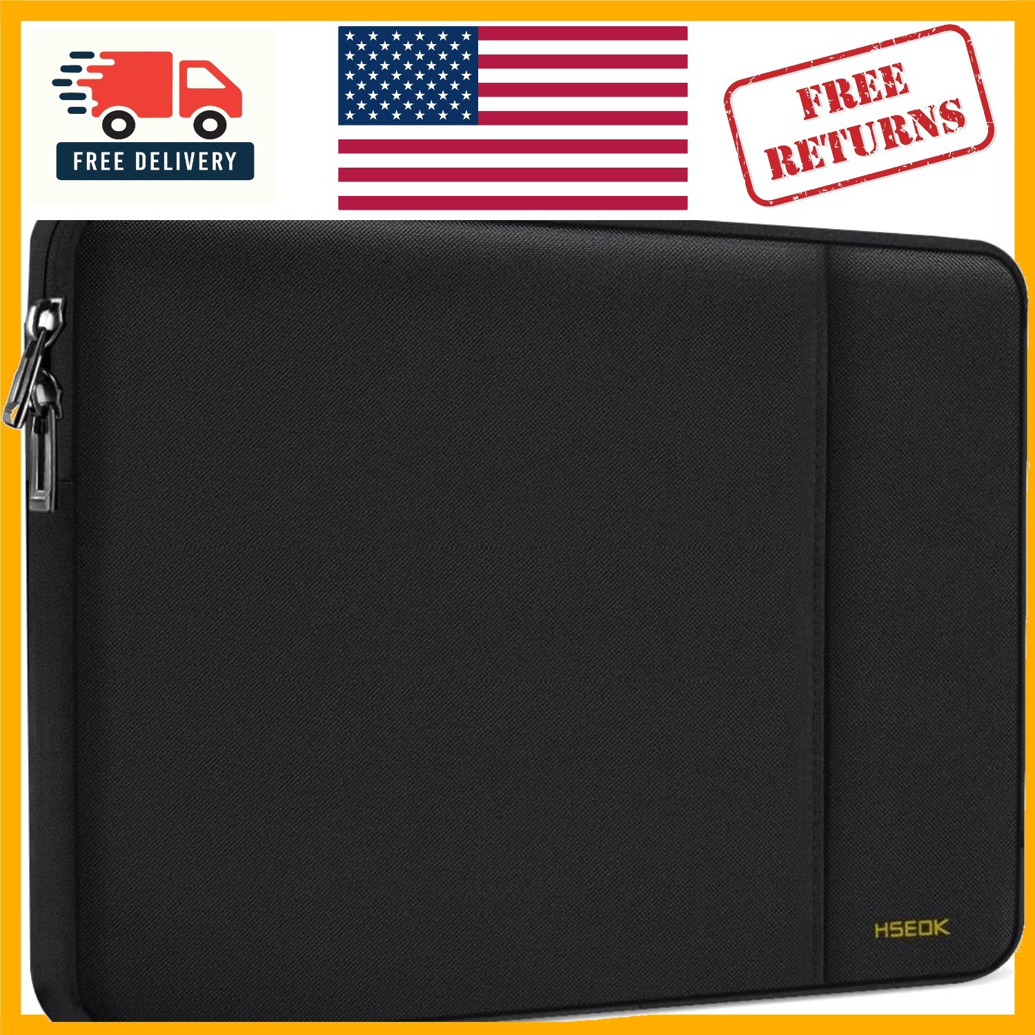 Stylish Black Laptop Sleeve 15.6-Inch Compatible with MacBook and Notebooks