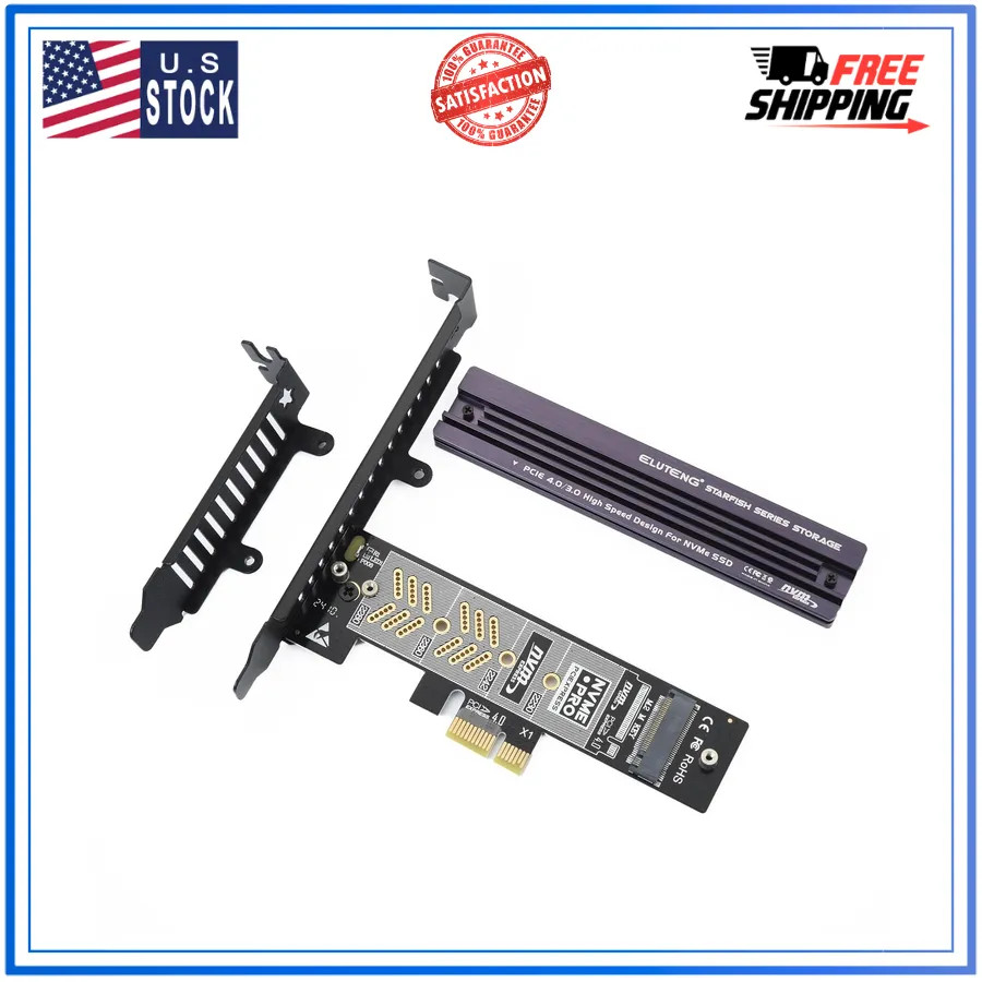 ELUTENG M.2 NVMe PCIe Adapter with Aluminum Heatsink Low Profile Bracket