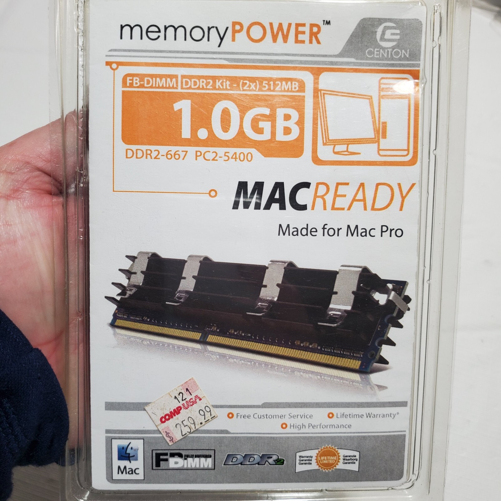 New Centon Memory Power MACReady Mac Pro RAM 1GB (2x 512MB) DDR2-667