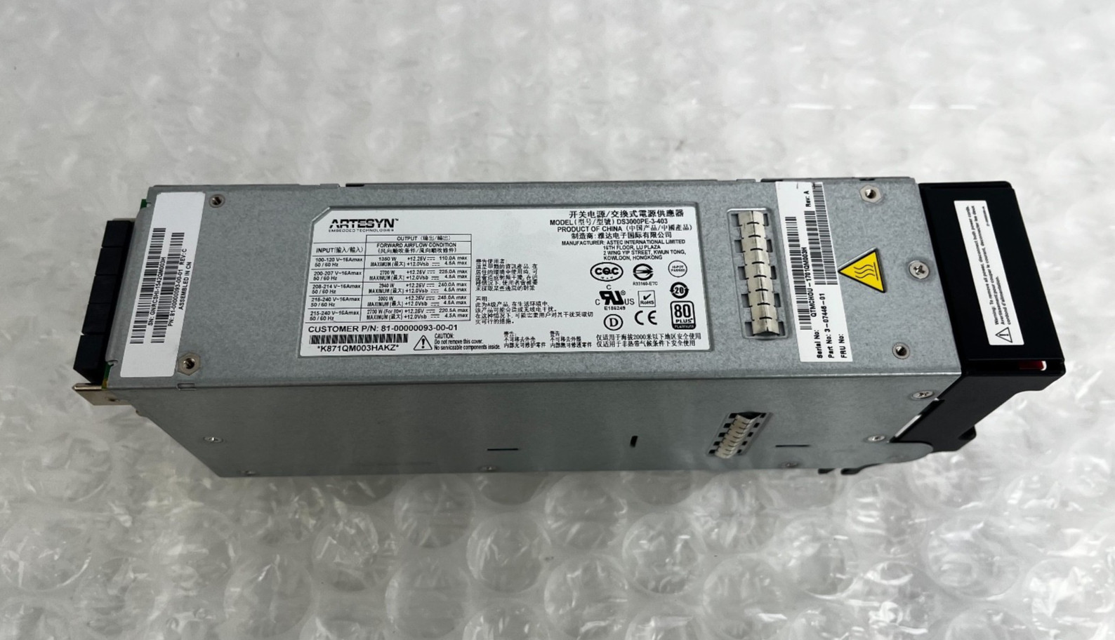 Artesyn DS3000PE-3-403 12V 3000W Server Power Supply 81-00000093-00-01
