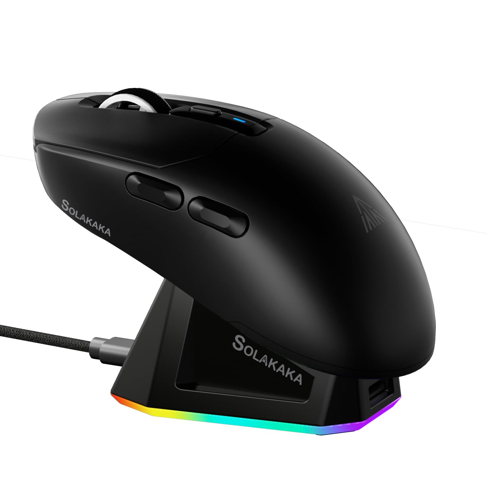 Black SM820 Wireless Gaming Mouse RGB Charging Dock 24000 DPI Macro