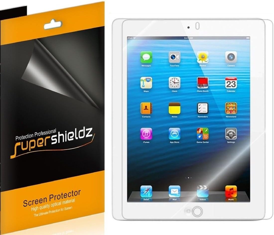 (3 Pack) iPad 4, 3, 2 Generation Screen Protector, High Definition Clear Shield