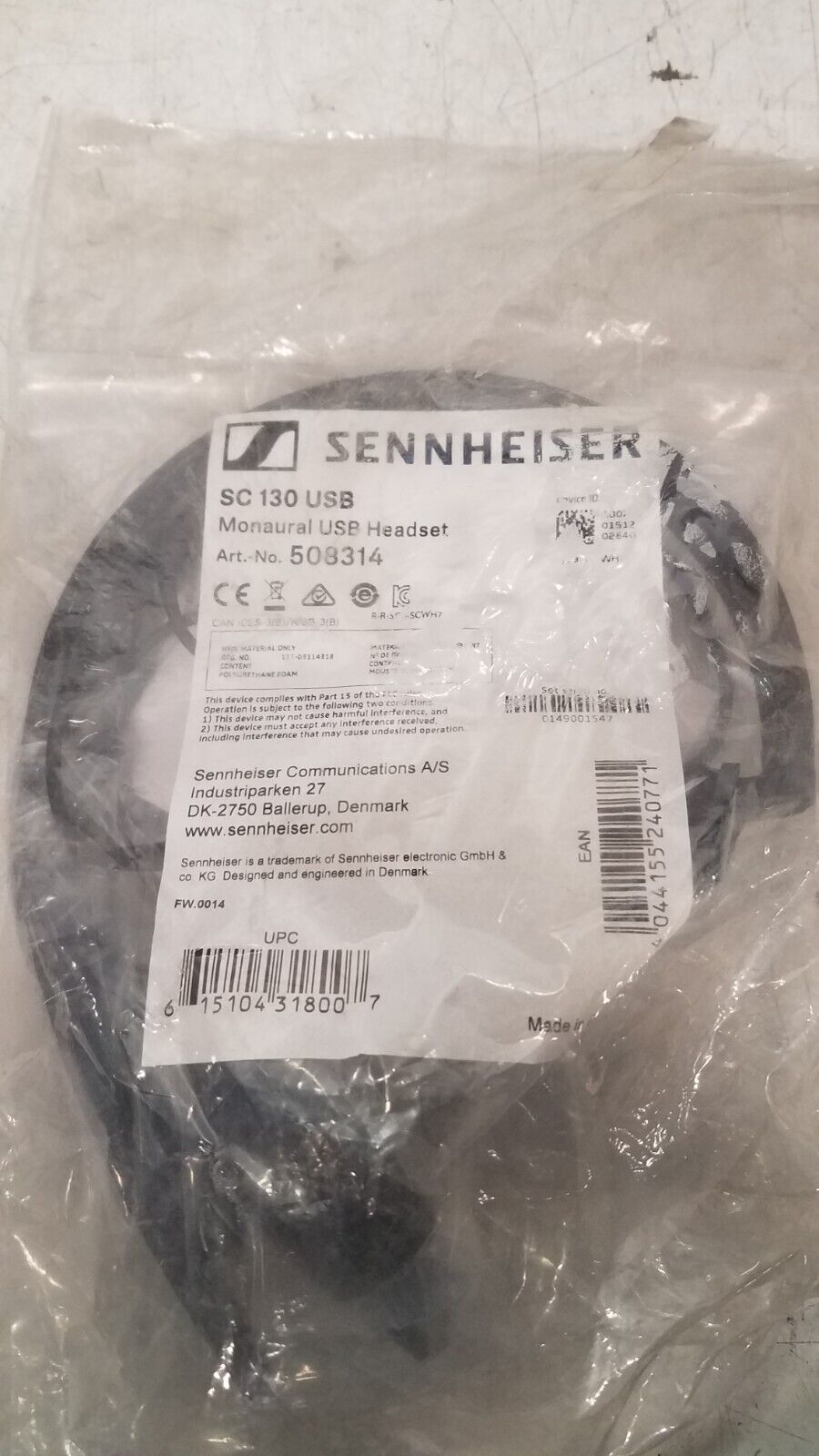 EPOS Sennheiser SC 130 Monaural USB Headset for PC - New