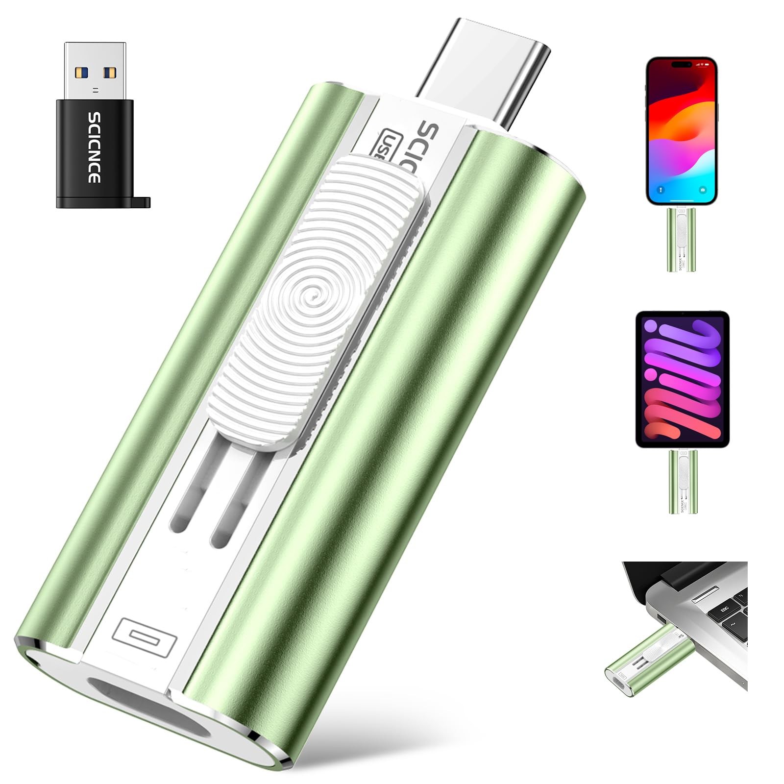 SCICNCE 512GB Dual Interface USB Flash Drive, Plug & Play No App Required, Ex...