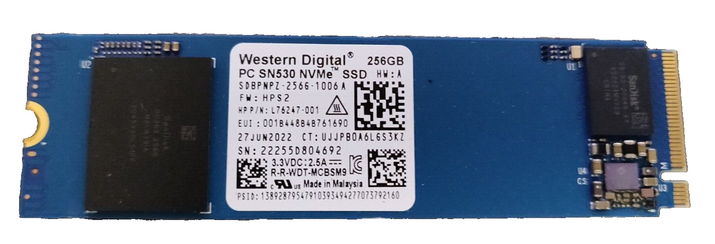 Western Digital 256GB M.2 NVME PCIe 2280 HP SSD