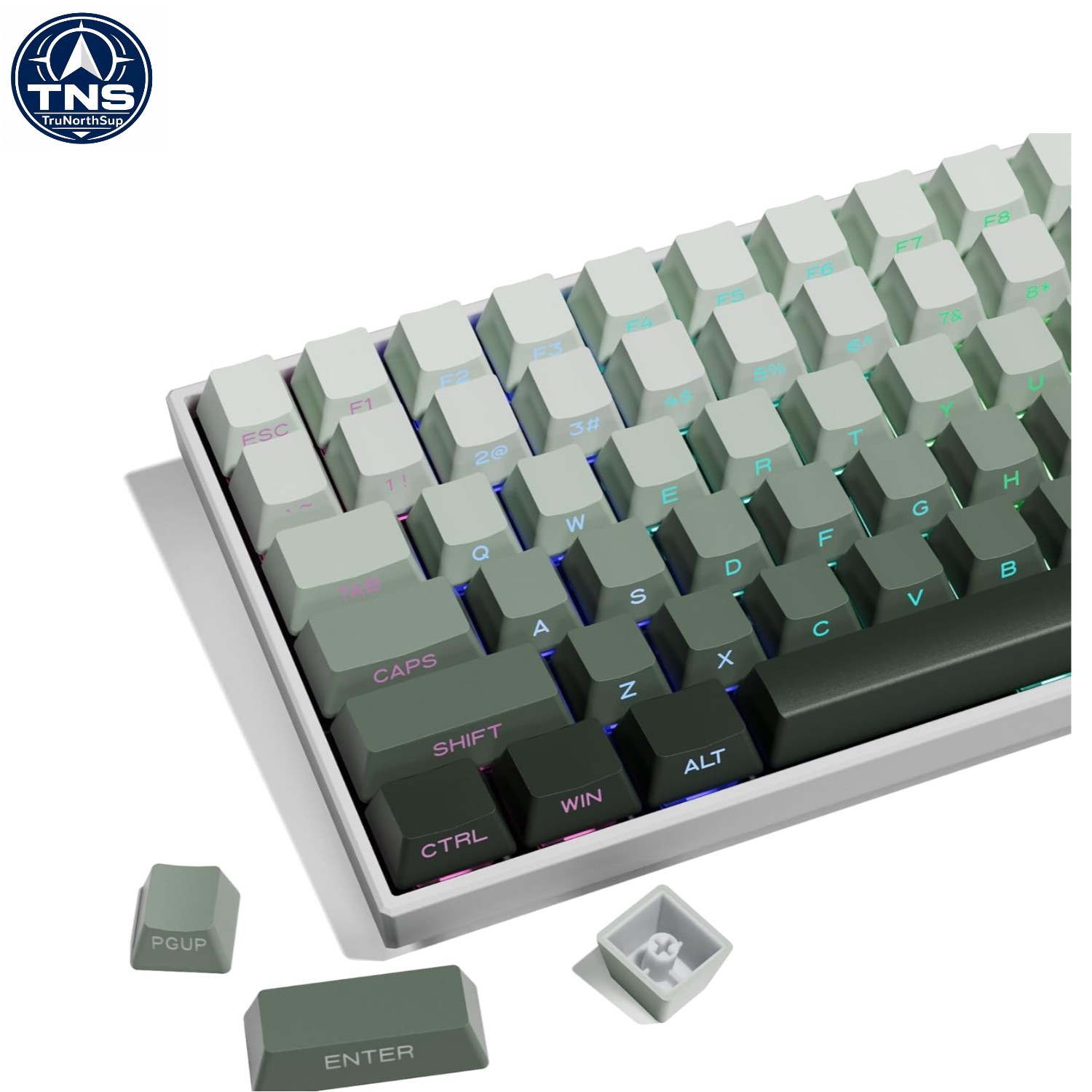 XVX Shine Through Gradient Seaweed Green OEM Profile Keycaps 136 Keys PBT Com...