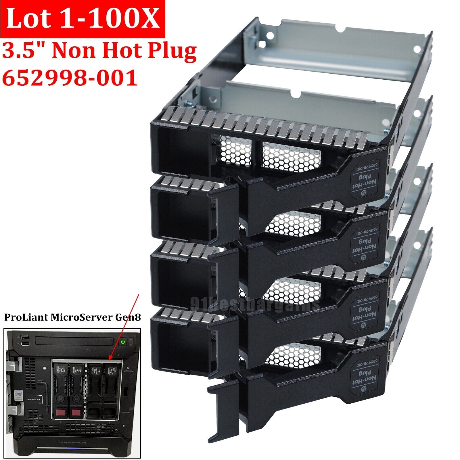 Lot 3.5" Hard Drive Tray Caddy for HP 652998-001 Proliant Gen 8 LFF Non Hot Plug
