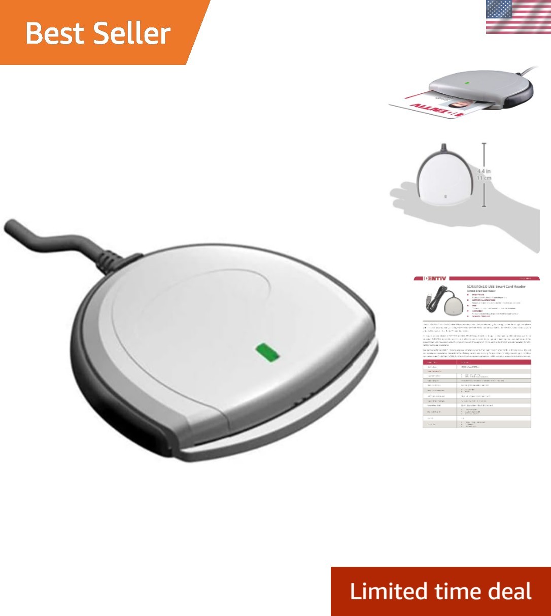 Compact USB Smart Card Reader - 600 Mbps for Windows, Mac & Linux Users