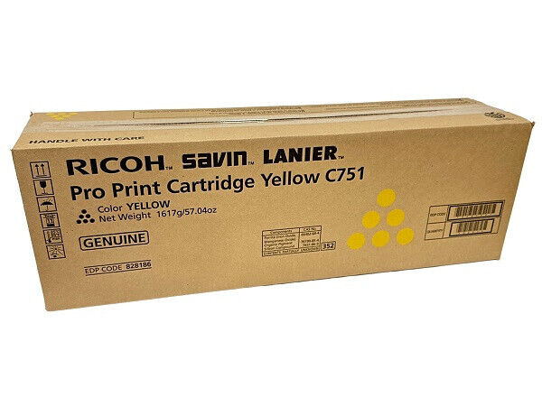 NEW SEALED Geniune Ricoh C751 (828186) Yellow Toner Cartridge