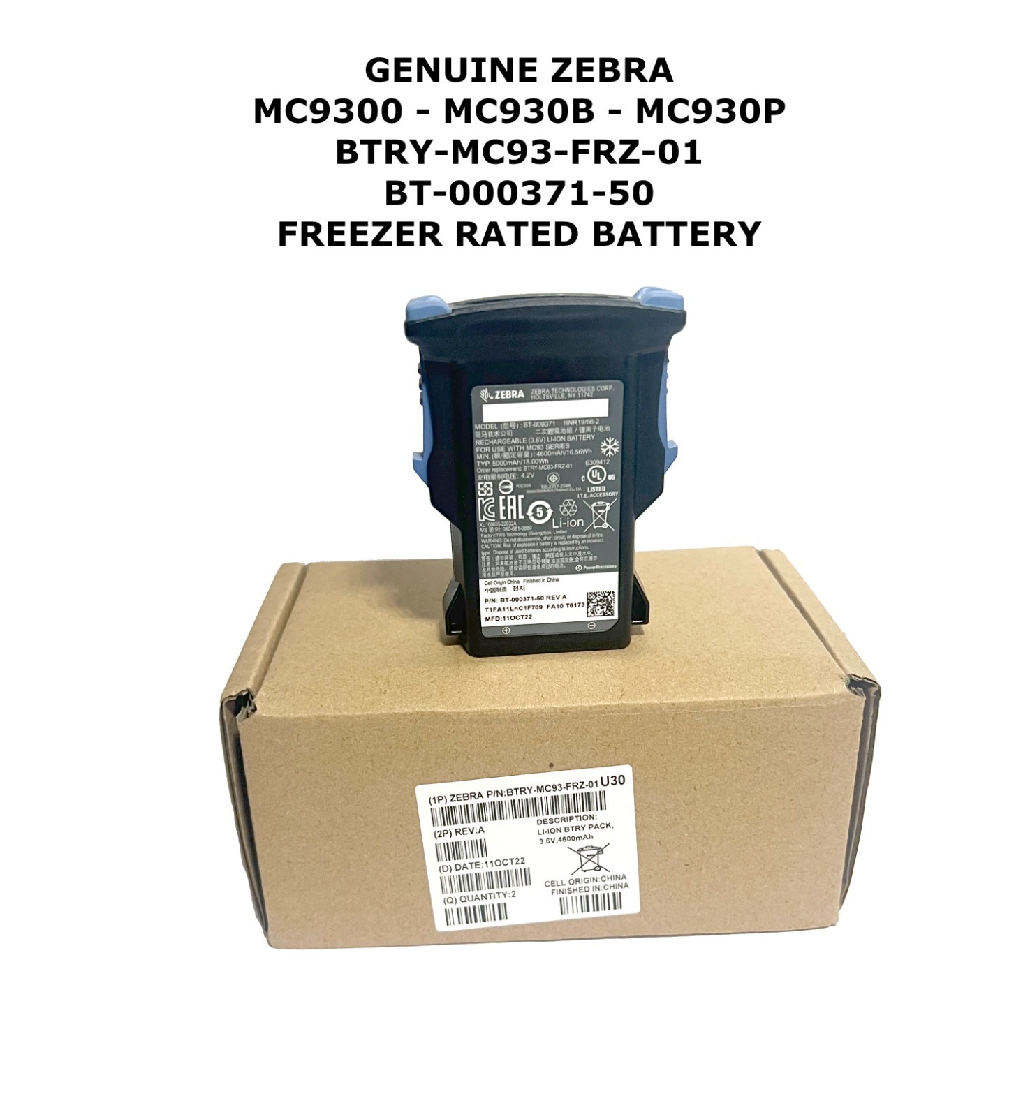 GENUINE Zebra MC93 Battery BTRY-MC93-FRZ-01 7000mAh MC9300 MC930B FREEZER RATED