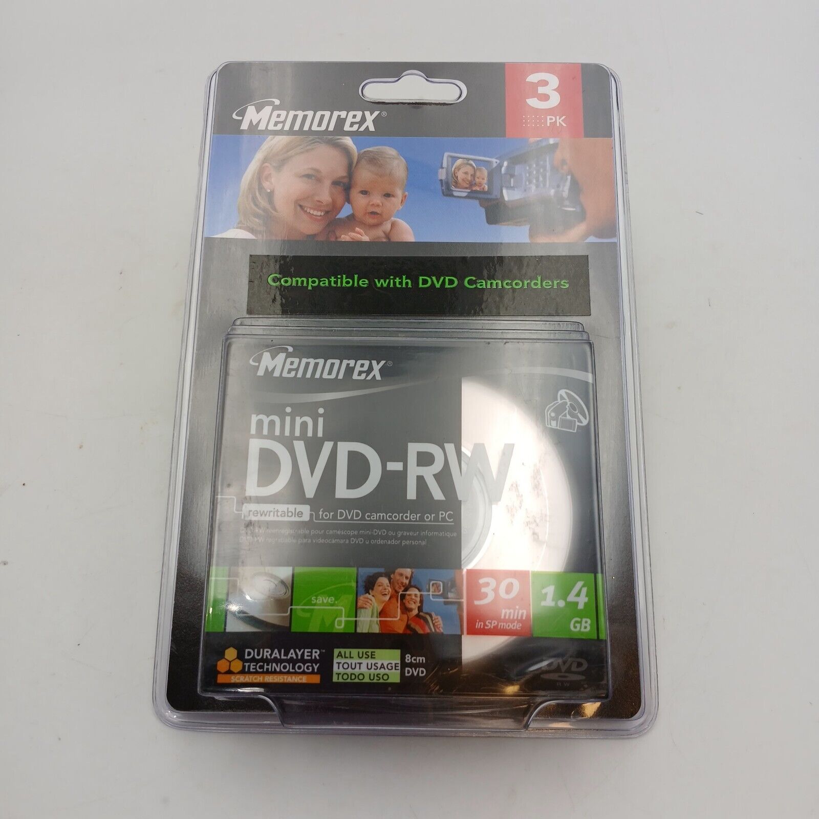 Memorex Mini DVD-RW Pack 3  1.4GB, 30 min For DVD Camcorders