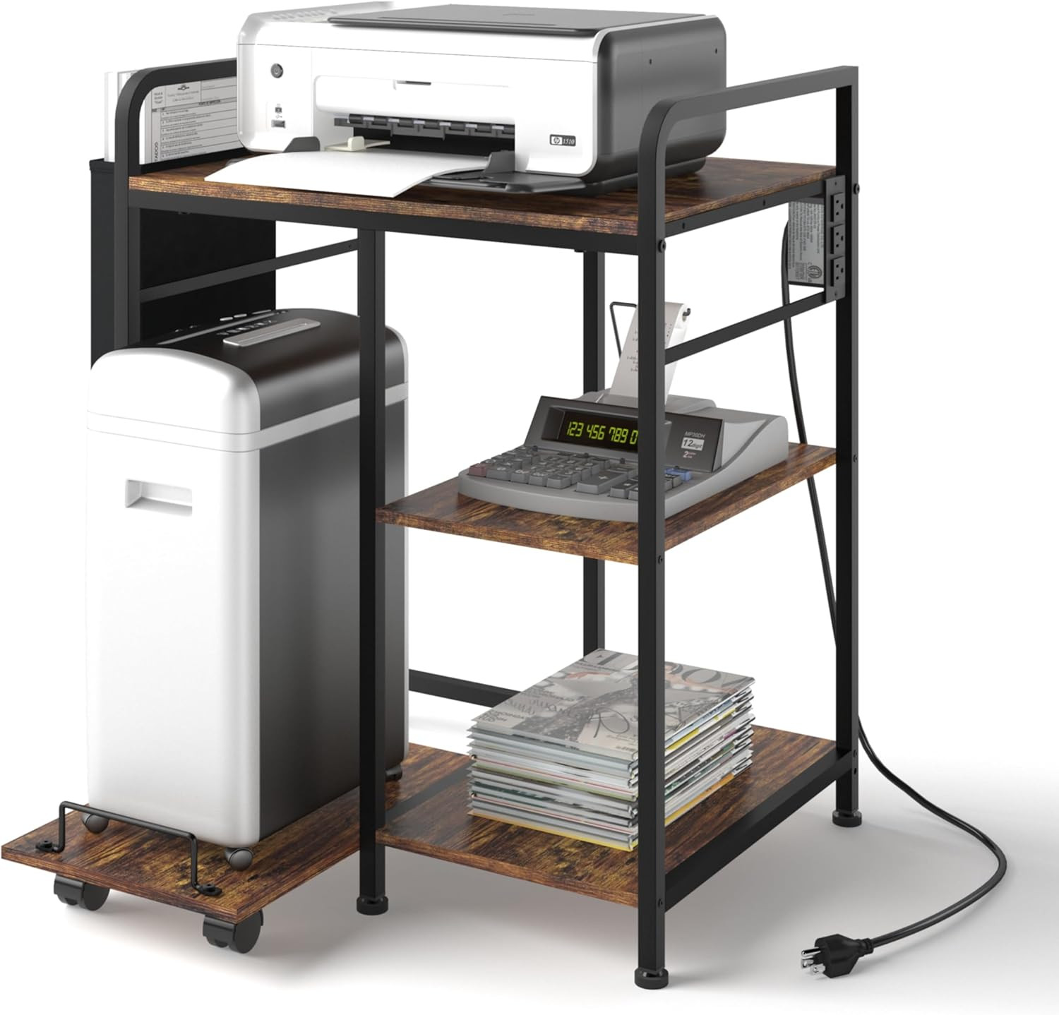 Sedegn Home Printer Stand with Charging Station, 24X18 Inches Stands for Large P