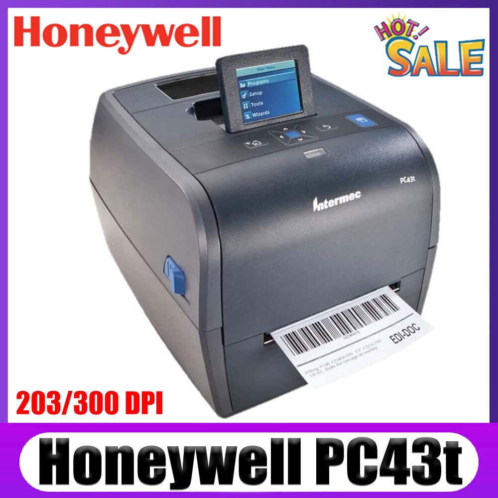 New Honeywell PC43t 203/300 dpi W/ LCD USB Port Desktop Thermal Transfer Printer