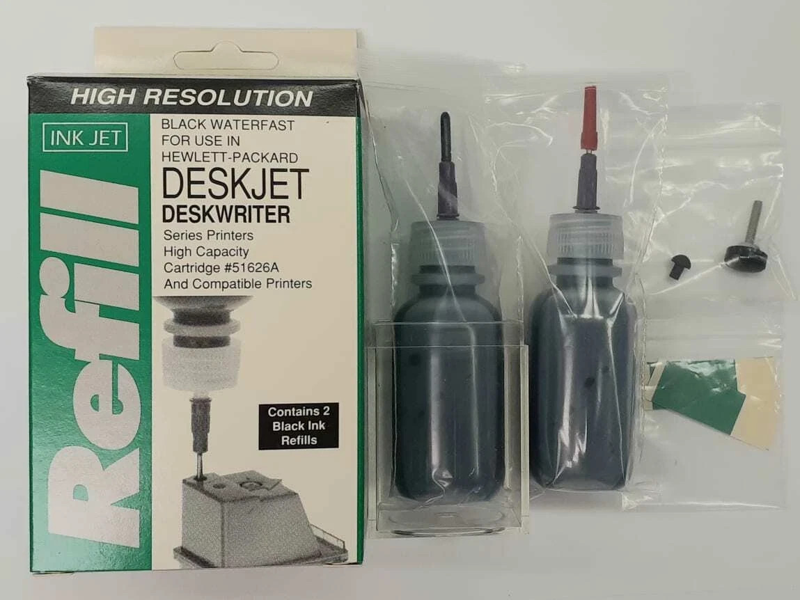 High Resolution HP DeskJet Black Ink Refill Kit for Cartridge 51626A -Twin Pack