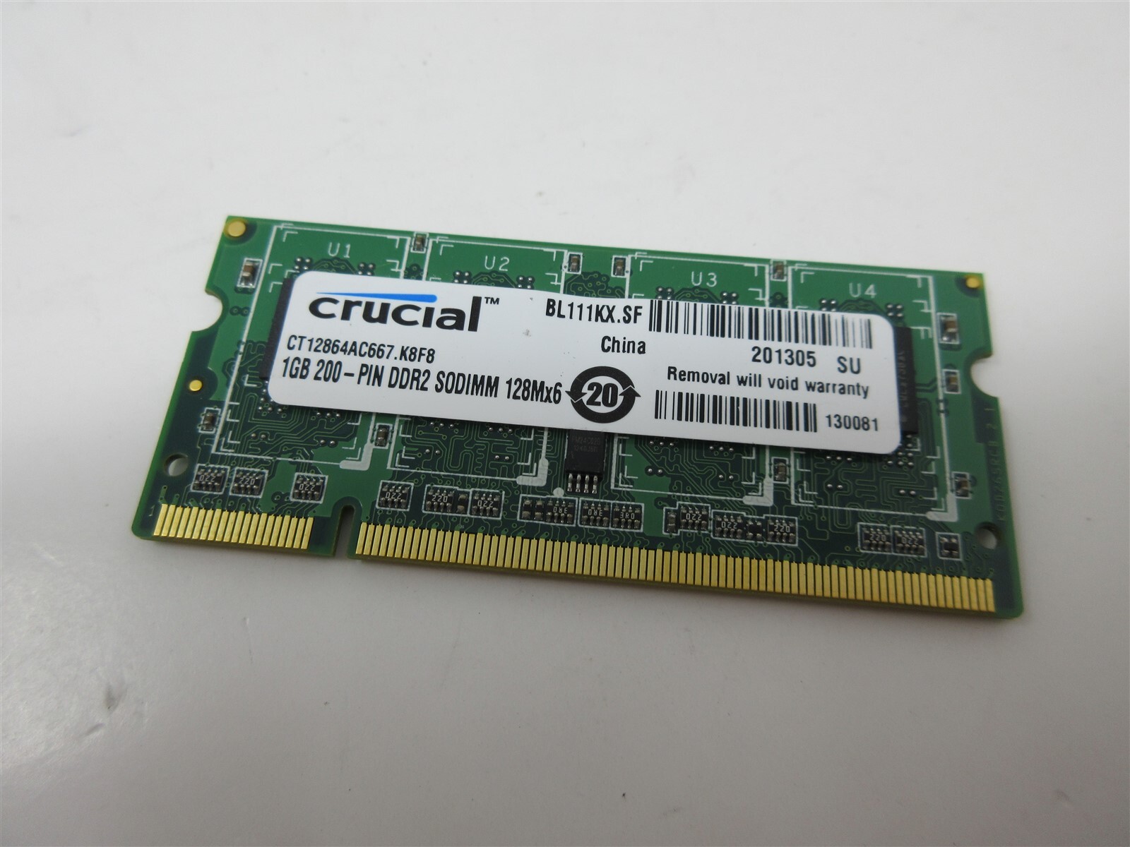 1GB CRUCIAL CT12864AC667.K8F8 LAPTOP MEMORY 200-PIN DDR2 SODIMM 128MX64PC2-5300
