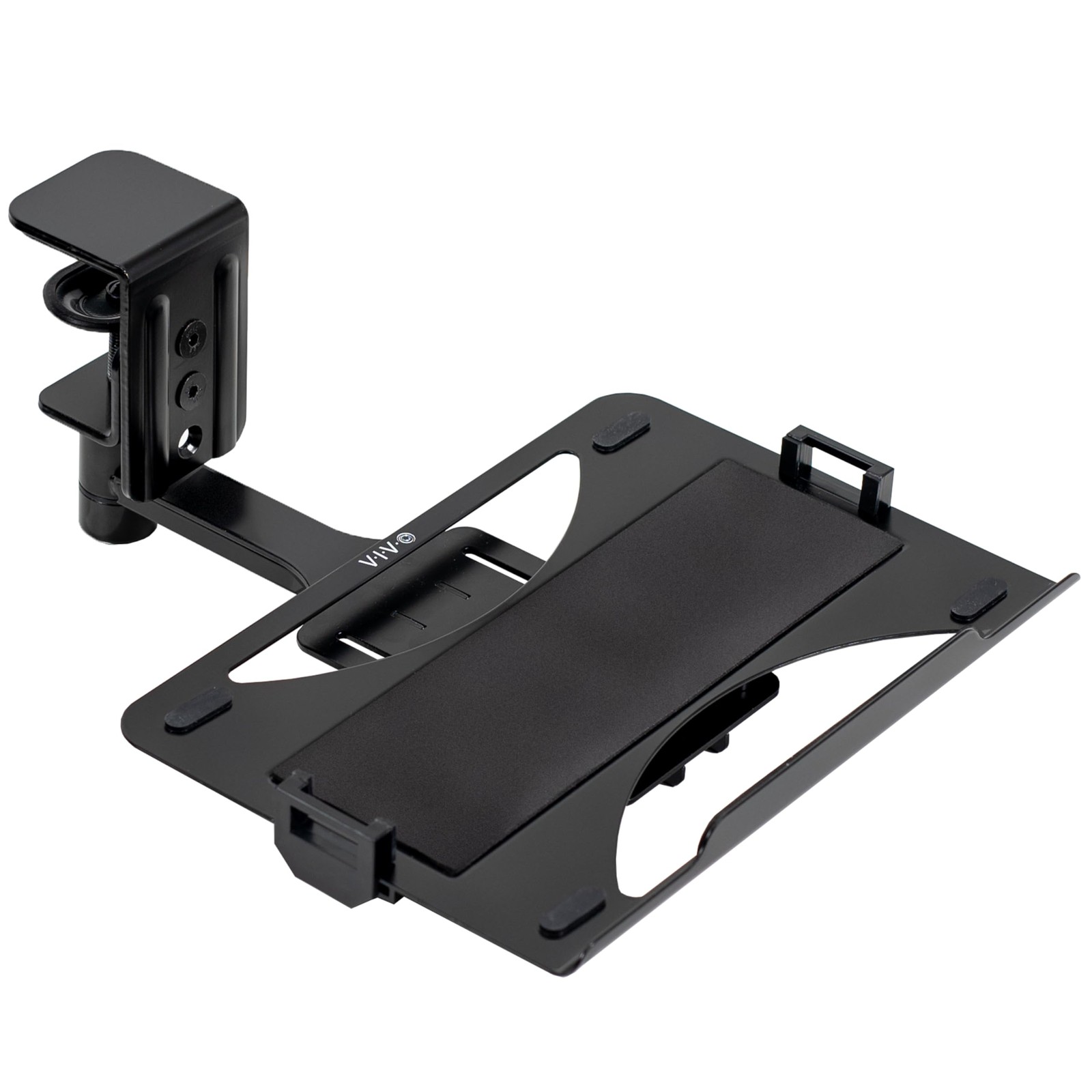 Clamp-on 12 x 9 inch Rotating Laptop Tray, Extra Sturdy Single Desk Swivel Cl...