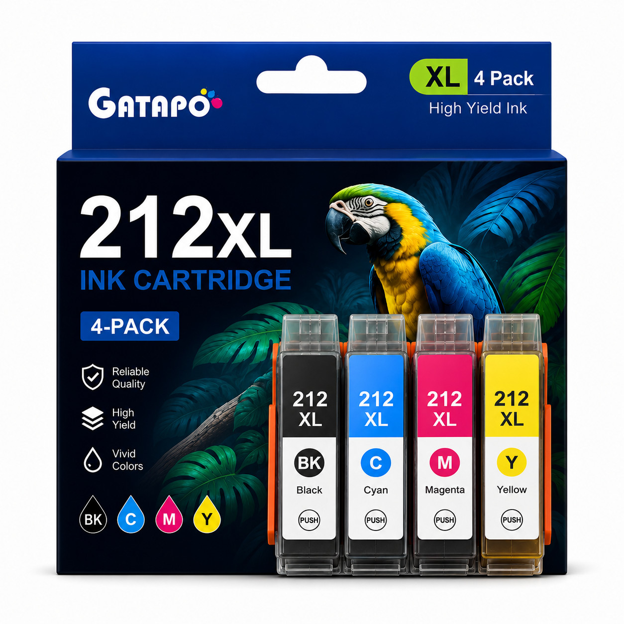 4PK 212XL T212XL Ink Cartridges Compatible For WorkForce WF-2830 WF-2850 XP-4100