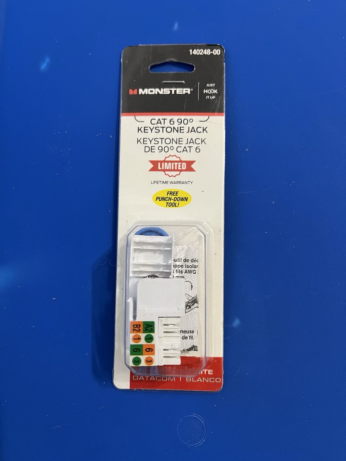 Monster Cat 6 Keystone Jack #140248-00   White   NEW