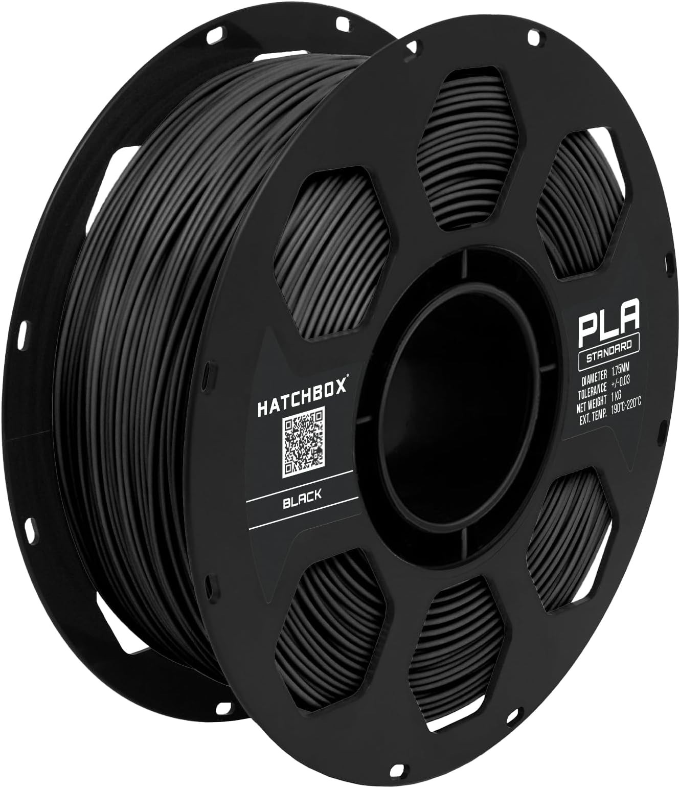 HATCHBOX PLA Filament 1.75mm Black 1kg Spool for FDM 3D Printer Vacuum Sealed