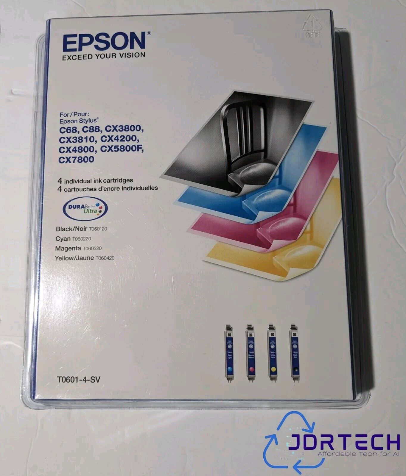 New Genuine Epson 60 Black + Color Cyan Magenta Yellow Ink Cartridges Exp 11/10