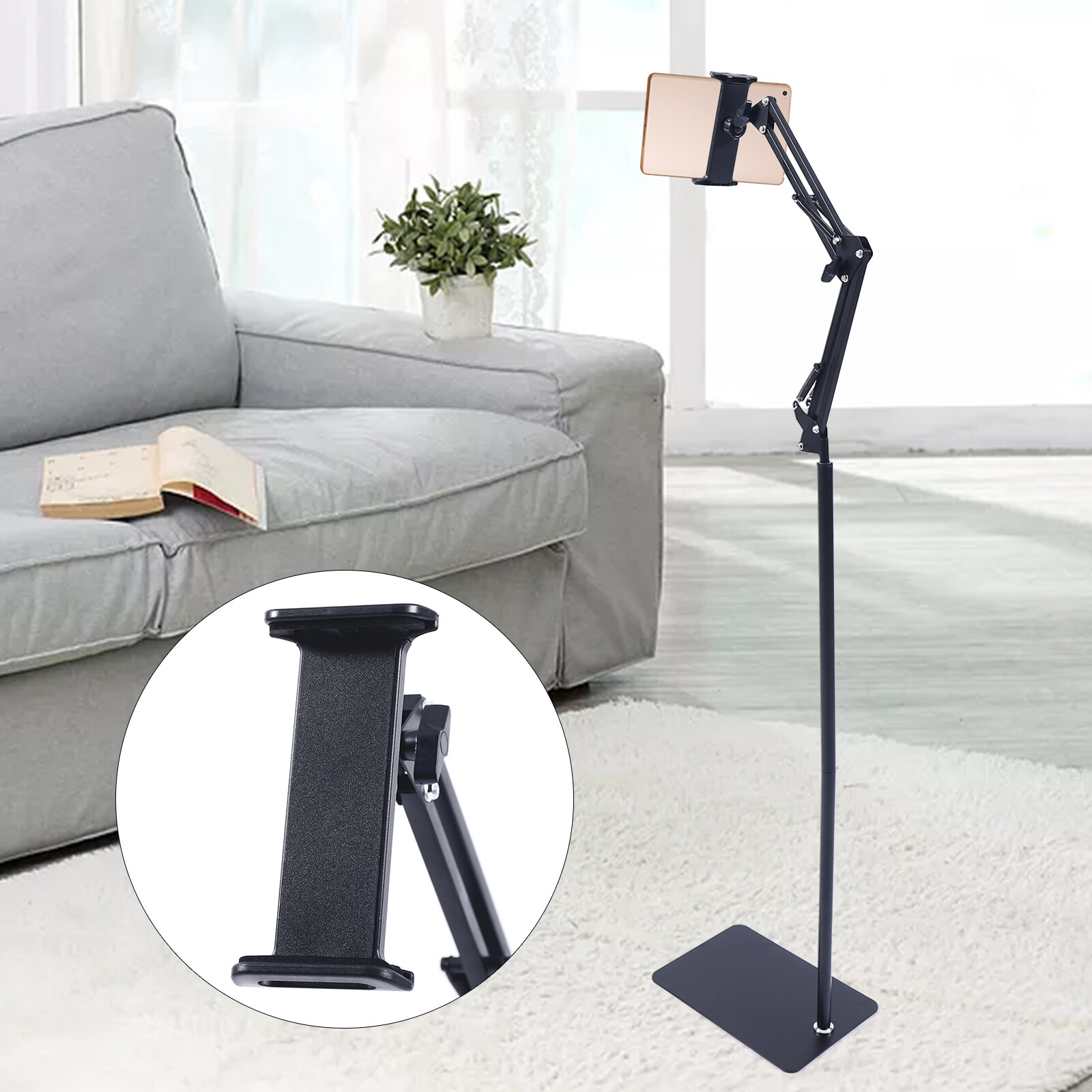 Universal 360° Adjustable Floor Phone & Tablet Holder, 4-11 Inch Clamp Stand