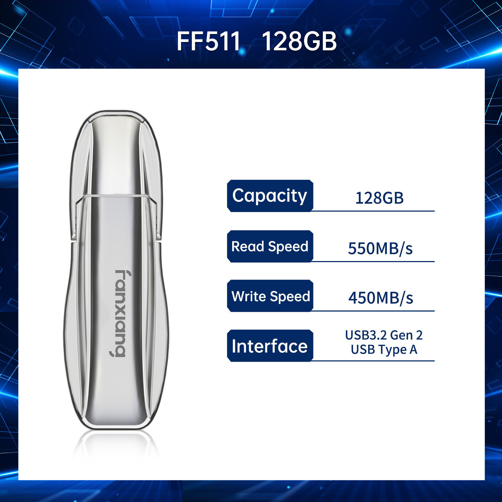 Fanxiang Portable External SSD 1TB Drive 550MB/s USB 3.2 Gen 2 For Win/Mac/PS5