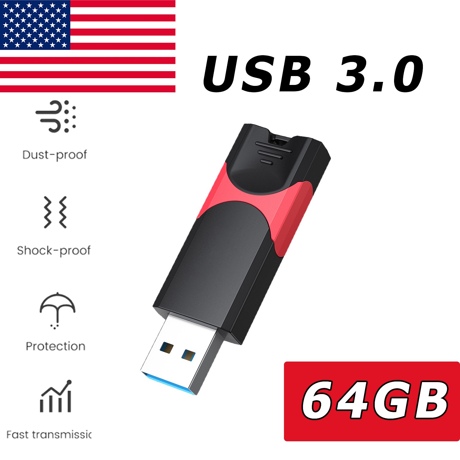 64GB USB 3.0 Flash Drive High Speed Memory Stick Retractable Thumb Zip Drive Lot