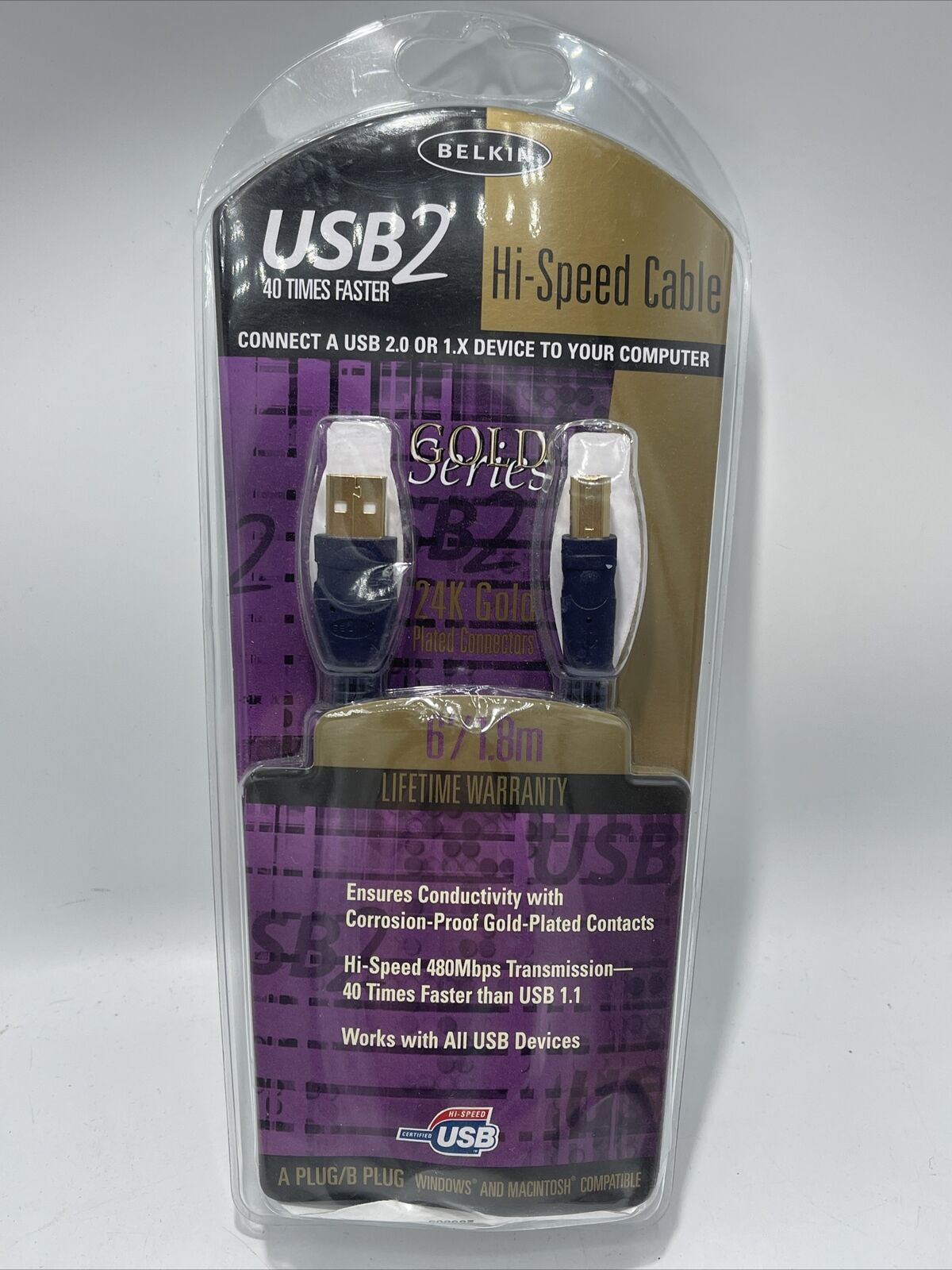 Belkin USB2 Hi-Speed Cable Gold Plated Gold Series