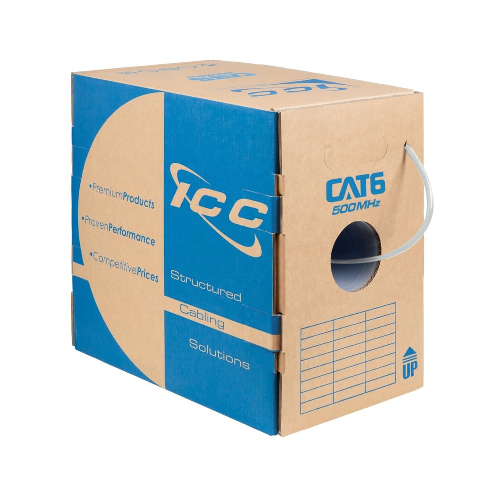 ICC Cat6 Plenum 1000ft - UTP 23AWG, 100% Solid Pure Copper, Unshielded CMP, B...