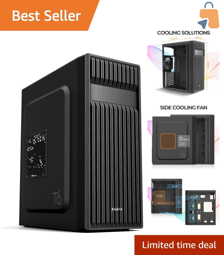 Versatile ATX Mid Tower PC Case - Pre-Installed Fan & USB 3.0 Ports, Black